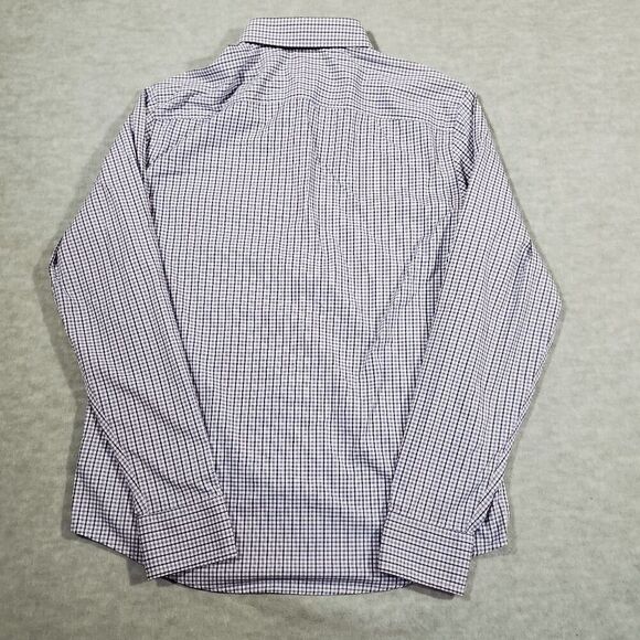 UNTUCKit Shirt Mens Large Purple Blue Plaid Erbach Stretch Slim Fit Button Down - Picture 8 of 9